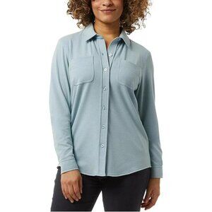 NEW 32 Degrees Heat Women's L Long Sleeve Button-Up Shirt Polyester Spandex